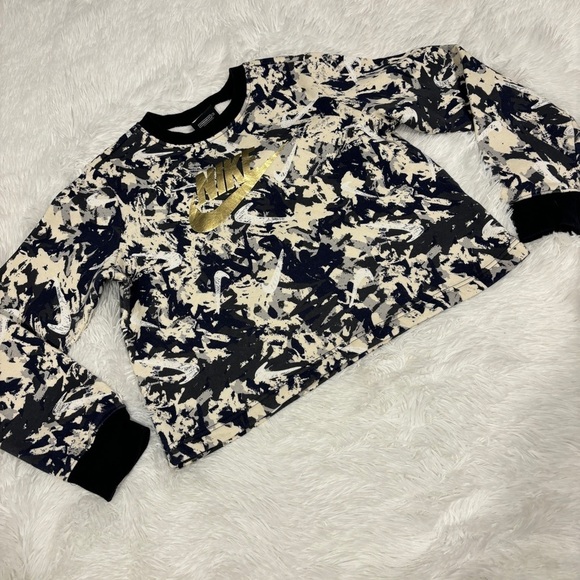 Nike Color Splatter Girls Cropped Crewneck Sweatshirt DM2341-104 Sz XL - Picture 1 of 8